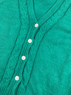 Vintage J.G. Hook 100% Cotton Cable Knit Button Sweater Vest Green Sz Large