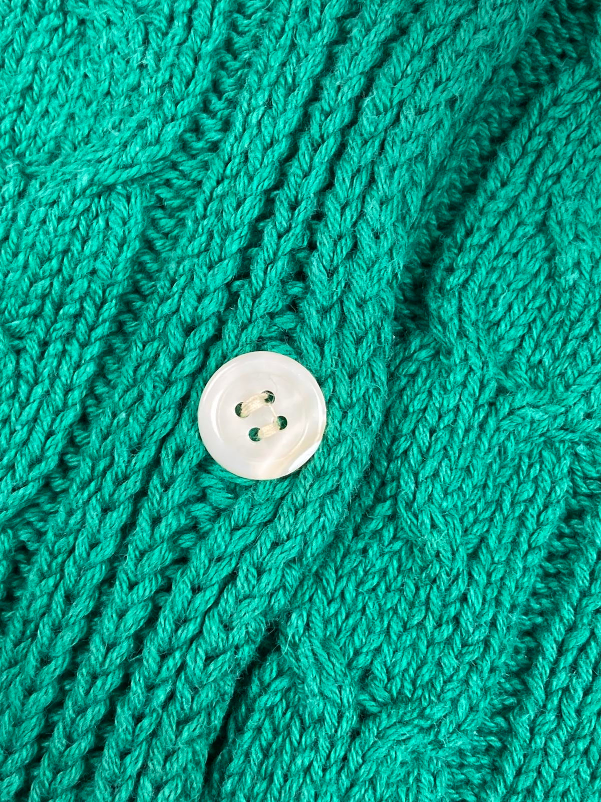 Vintage J.G. Hook 100% Cotton Cable Knit Button Sweater Vest Green Sz Large
