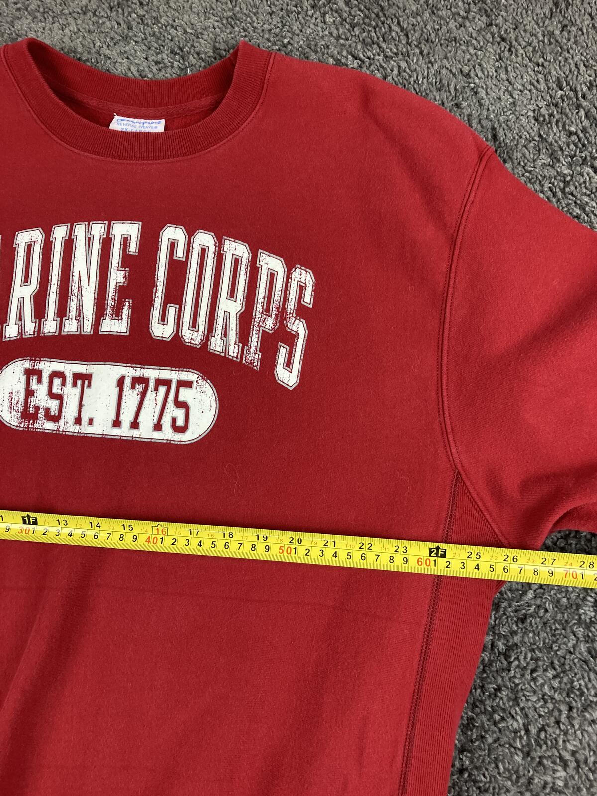 Champion Reverse Weave Marine Corps Sweatshirt Red Crewneck USMC Est 1775 Sz 2XL