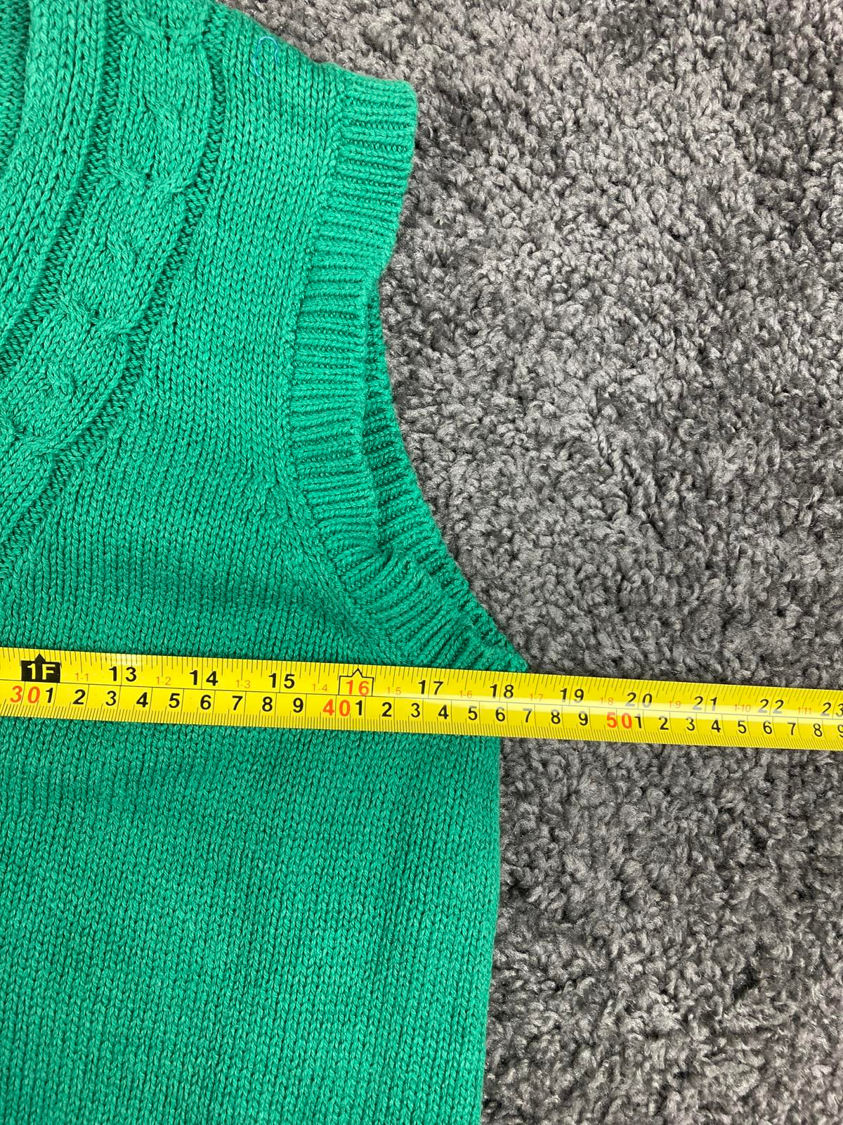 Vintage J.G. Hook 100% Cotton Cable Knit Button Sweater Vest Green Sz Large