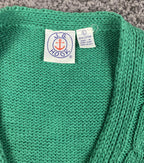 Vintage J.G. Hook 100% Cotton Cable Knit Button Sweater Vest Green Sz Large