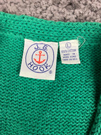 Vintage J.G. Hook 100% Cotton Cable Knit Button Sweater Vest Green Sz Large