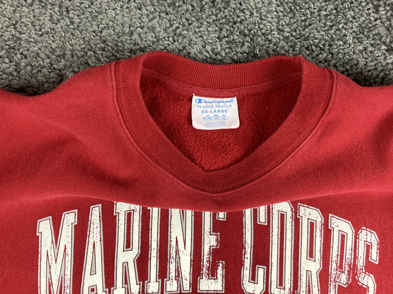 Champion Reverse Weave Marine Corps Sweatshirt Red Crewneck USMC Est 1775 Sz 2XL