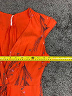Free People Dress Bright Orange Floral Cap Sleeve Knee Length  Size 2 Lined