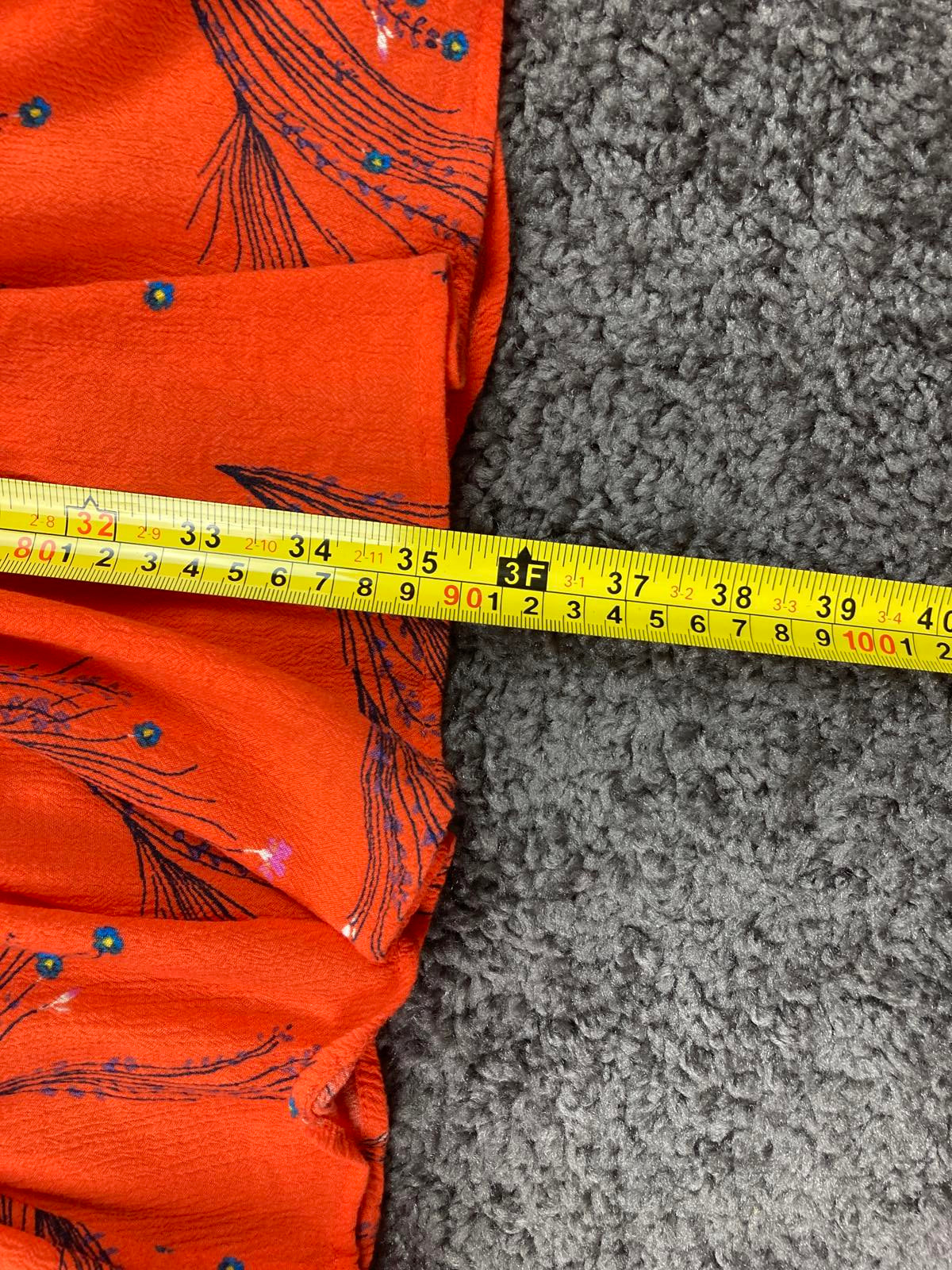 Free People Dress Bright Orange Floral Cap Sleeve Knee Length  Size 2 Lined