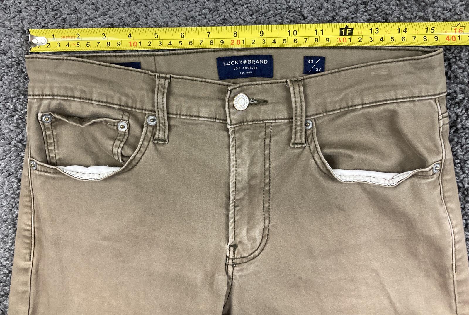 Lucky Brand 121 Slim Straight Pants Mens Khaki Tan Stretch Chino Jeans Sz 30x30