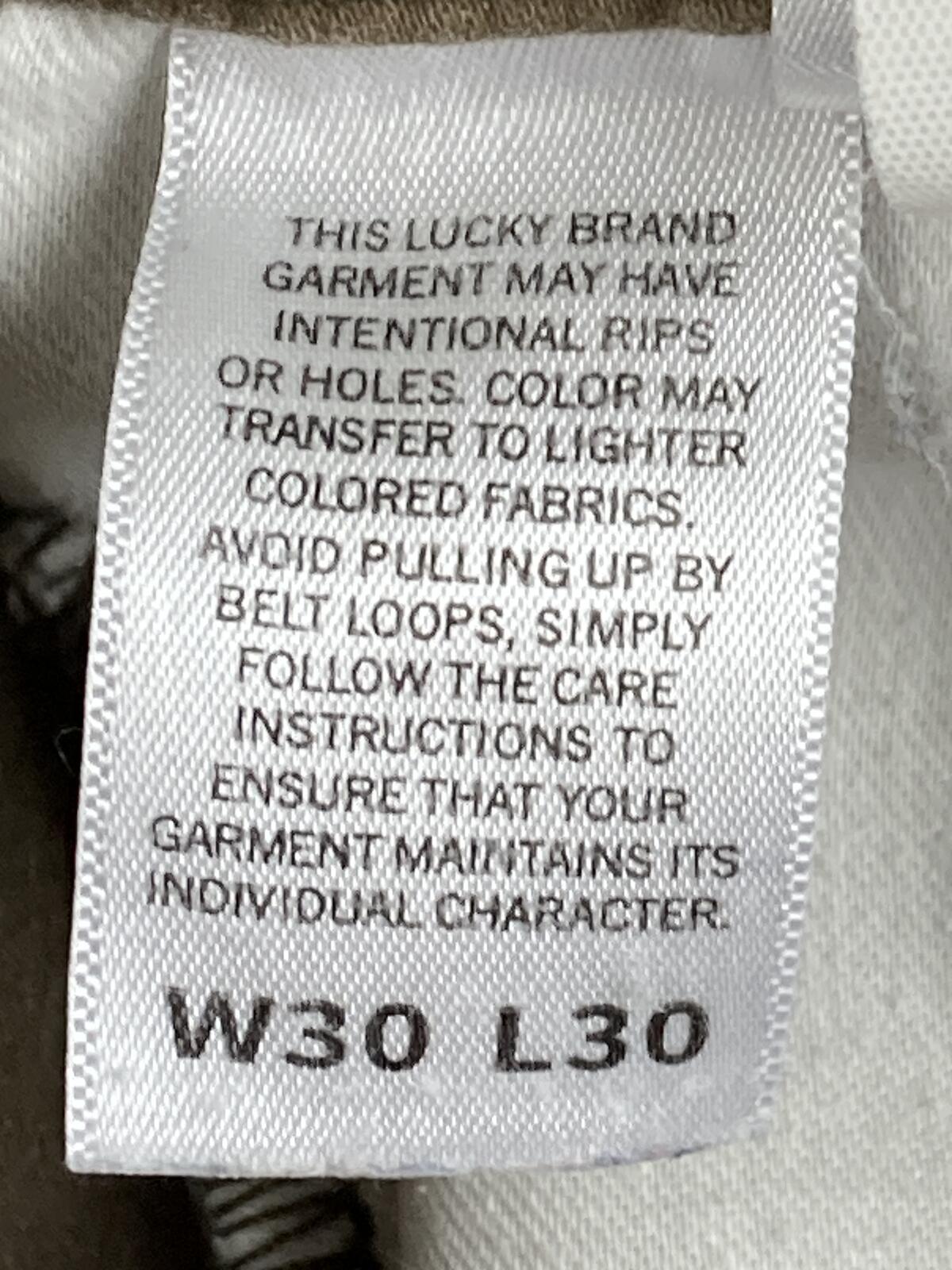 Lucky Brand 121 Slim Straight Pants Mens Khaki Tan Stretch Chino Jeans Sz 30x30