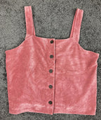 Madewell Texture & Thread Velour Pink Corduroy Button-Front Tank Top Size L