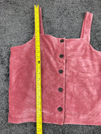 Madewell Texture & Thread Velour Pink Corduroy Button-Front Tank Top Size L