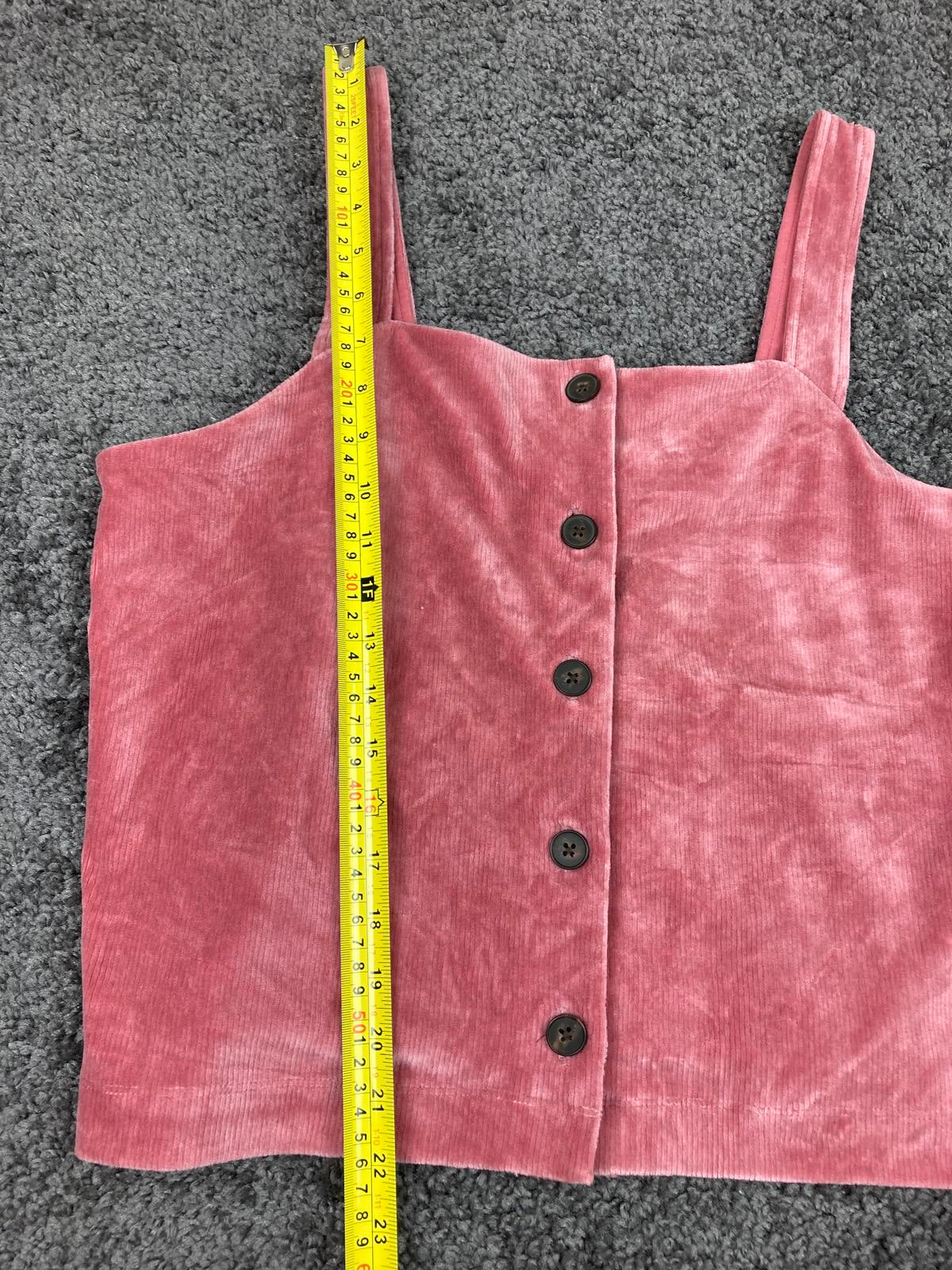 Madewell Texture & Thread Velour Pink Corduroy Button-Front Tank Top Size L