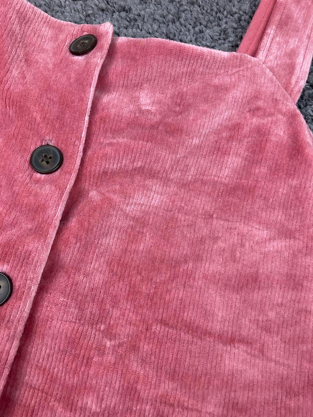 Madewell Texture & Thread Velour Pink Corduroy Button-Front Tank Top Size L