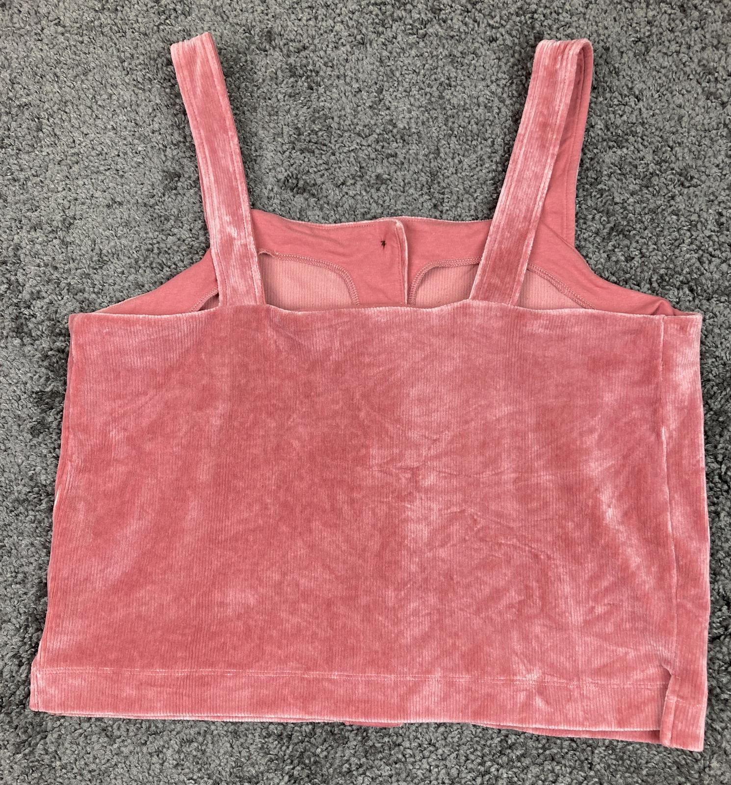 Madewell Texture & Thread Velour Pink Corduroy Button-Front Tank Top Size L