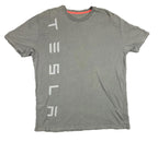 Tesla T-Shirt Vertical Logo Men's Gray Employee Team Wear Sz XL