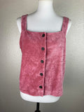 Madewell Texture & Thread Velour Pink Corduroy Button-Front Tank Top Size L