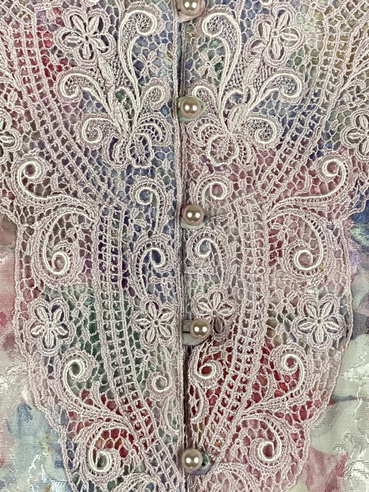 Vintage Nah Nah Collections Floral Jacquard Lace Blouse Jacket 16