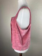 Madewell Texture & Thread Velour Pink Corduroy Button-Front Tank Top Size L