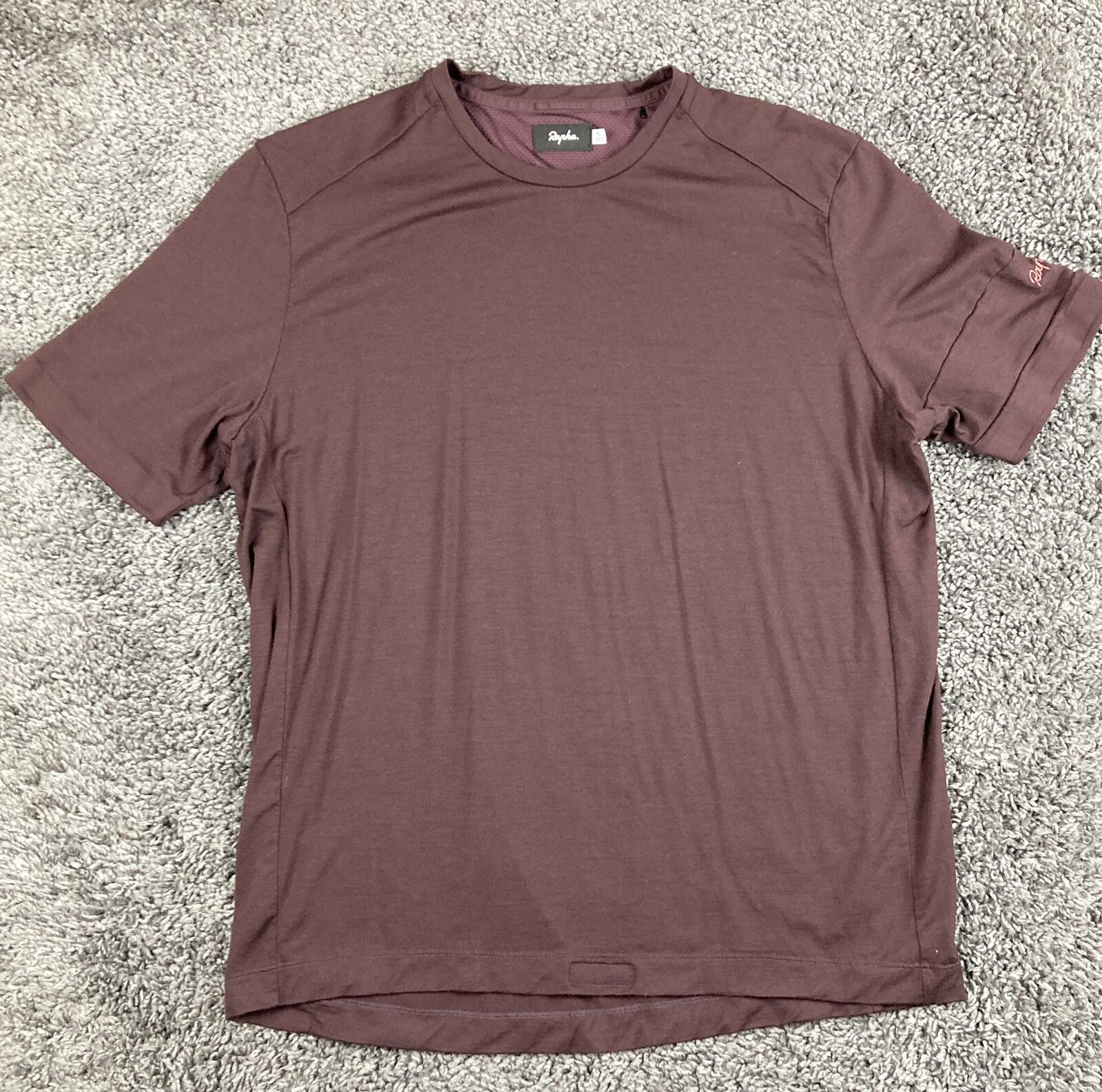 Rapha Merino Wool Cycling T-Shirt Mens XL Maroon Burgundy Short Sleeve Commuter