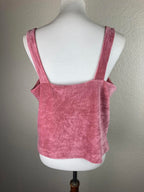 Madewell Texture & Thread Velour Pink Corduroy Button-Front Tank Top Size L