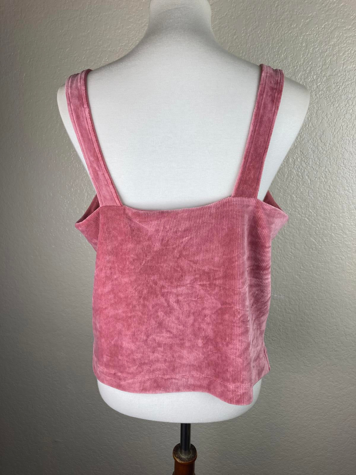 Madewell Texture & Thread Velour Pink Corduroy Button-Front Tank Top Size L