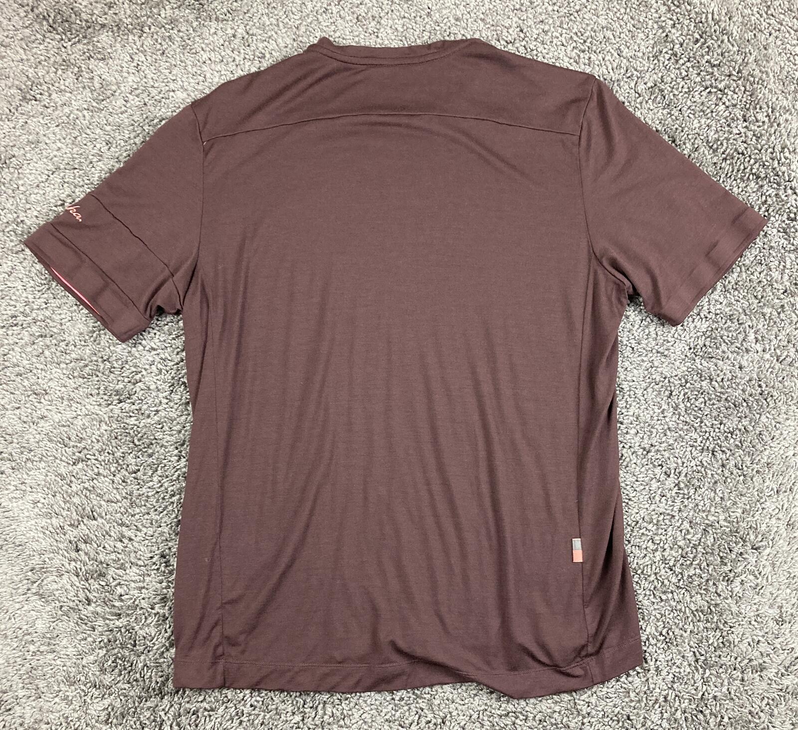 Rapha Merino Wool Cycling T-Shirt Mens XL Maroon Burgundy Short Sleeve Commuter