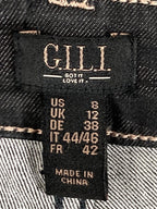 G.I.L.I. Camo Skinny Jeans Womens 8 Black Gray Dual Stretch Denim Pants