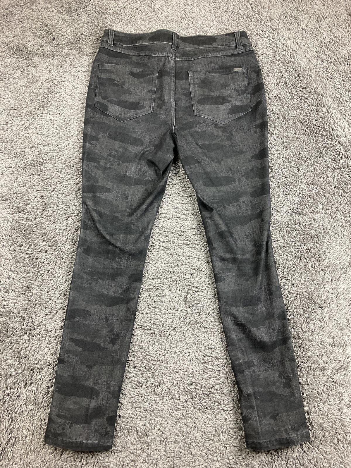 G.I.L.I. Camo Skinny Jeans Womens 8 Black Gray Dual Stretch Denim Pants