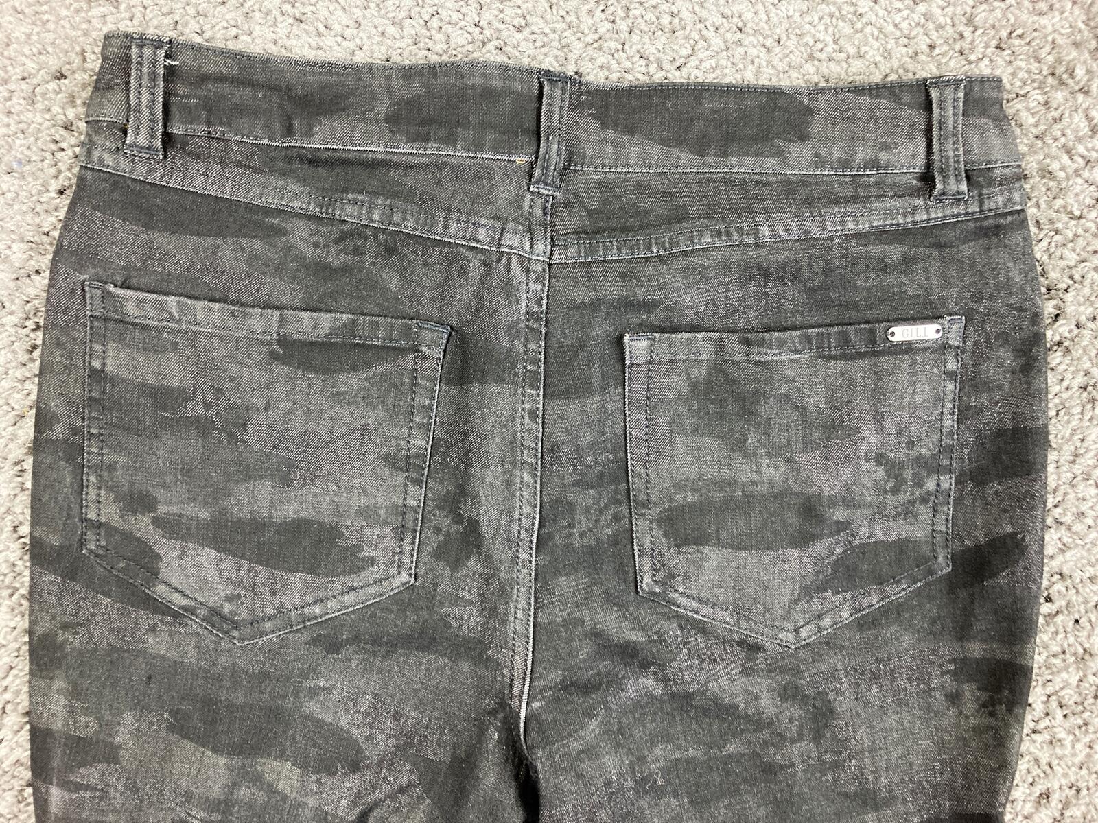 G.I.L.I. Camo Skinny Jeans Womens 8 Black Gray Dual Stretch Denim Pants