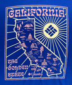 Columbia California Graphic T Shirt Mens Blue The Golden State Cotton Tee Top XL
