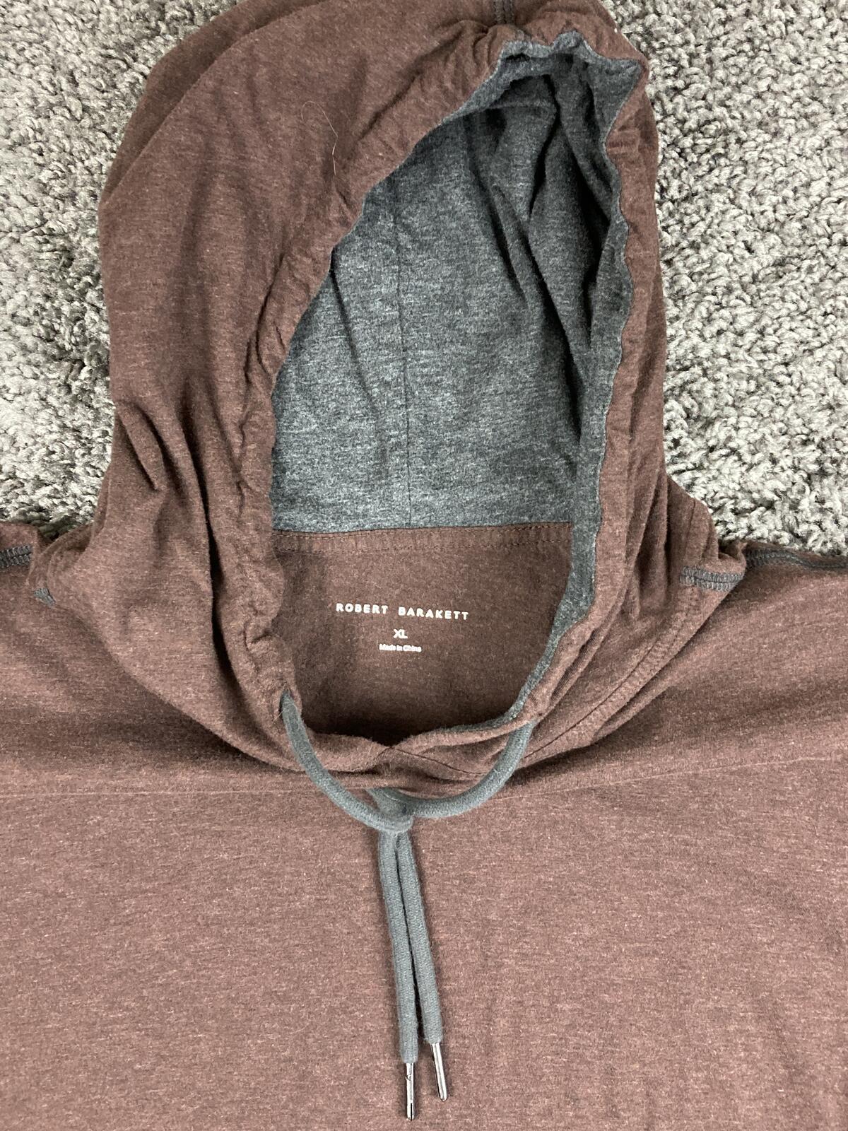 Robert Barakett Mosley Pullover Hoodie Men's Brown Gray Cotton Sz XL
