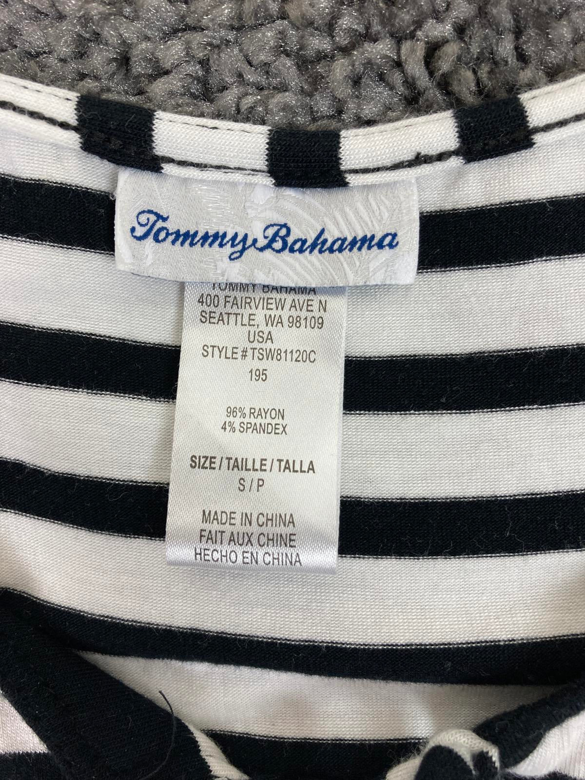Tommy Bahama Dress Black White Striped Lace-Up Pockets Tank Women’s Small