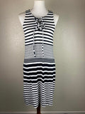 Tommy Bahama Dress Black White Striped Lace-Up Pockets Tank Women’s Small