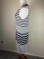 Tommy Bahama Dress Black White Striped Lace-Up Pockets Tank Women’s Small