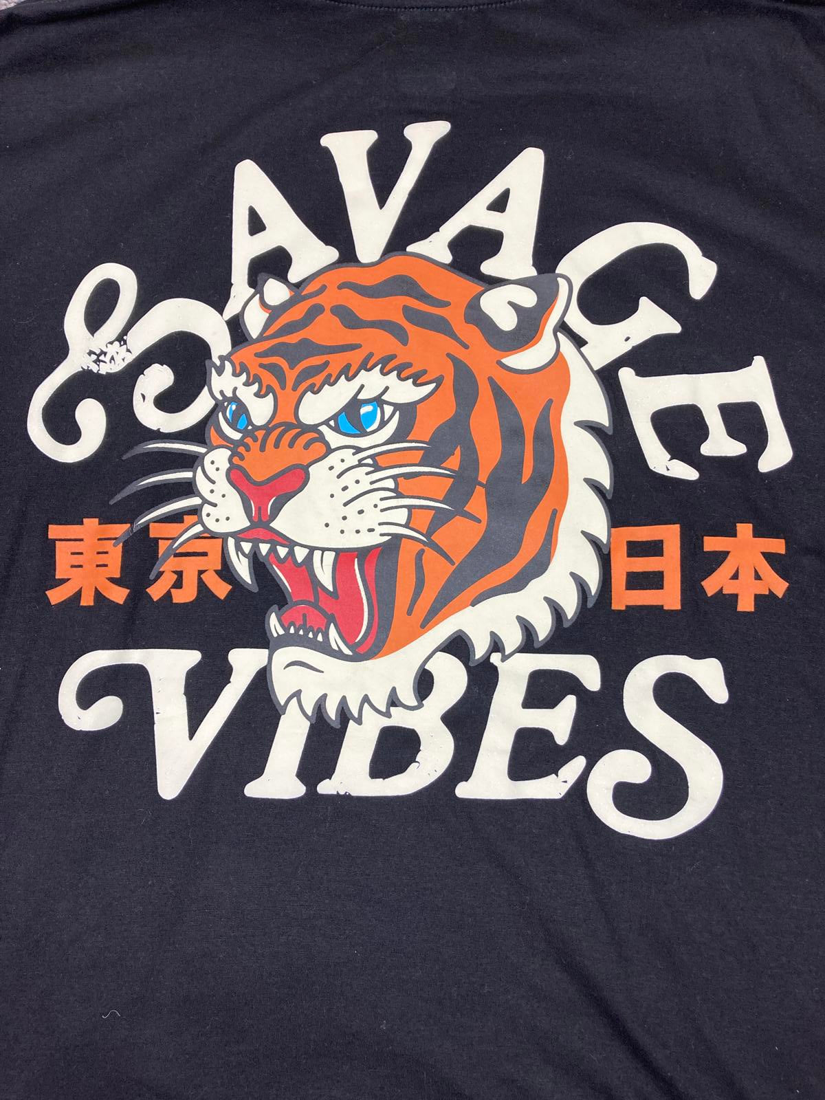 Launder Savage T-Shirt Tiger Vibes Black & Cream Sz 4XL Tokyo Japan Streetwear
