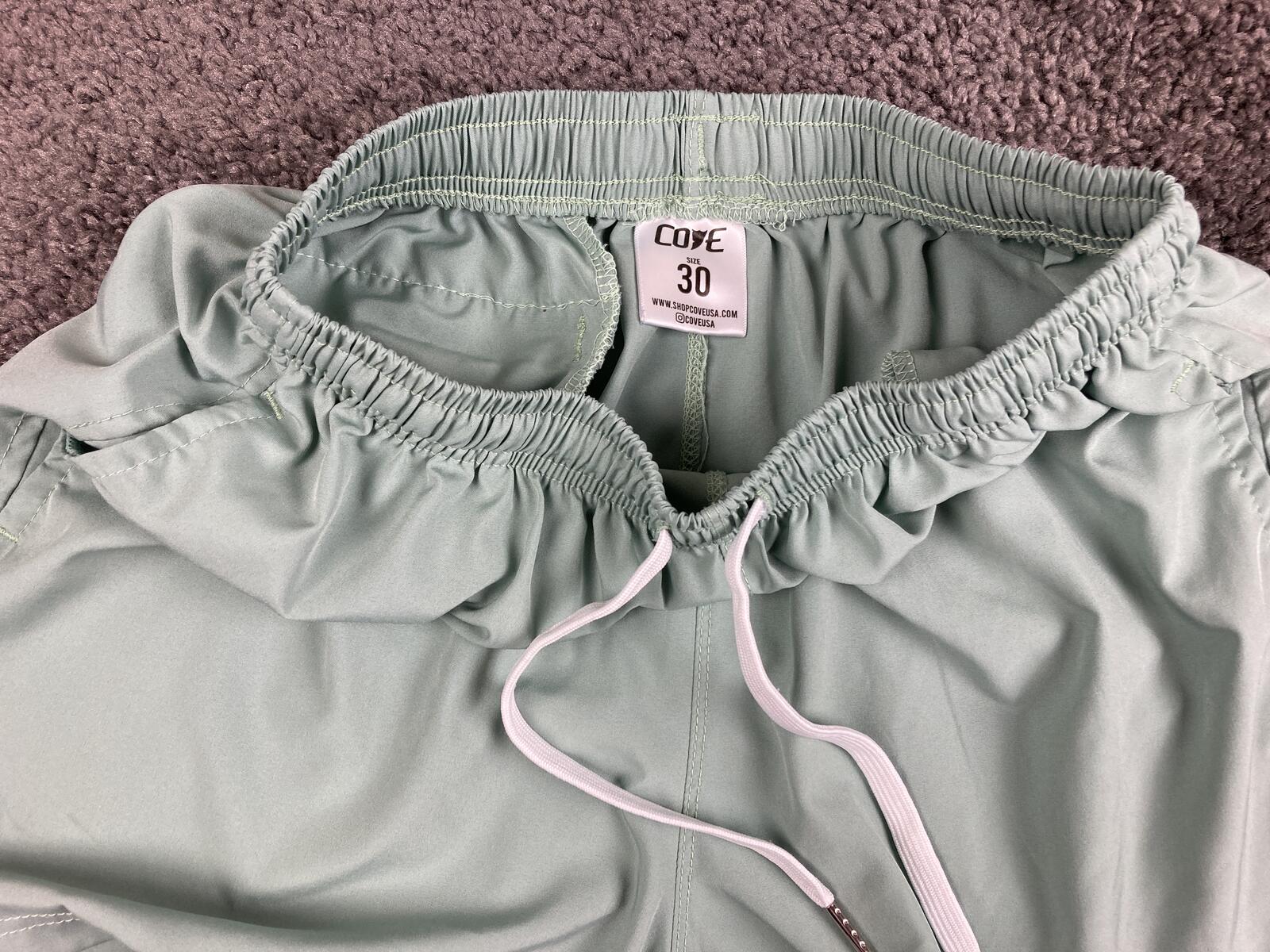 Cove USA Mens Performance Shorts Mint Green Gym Athletic Recycled Poly  Size 30