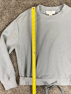 Magaschoni Cropped Sweatshirt Women’s Blue Gray Drawstring Hem Size S