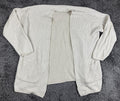 Eileen Fisher Open Front Cardigan Sweater Ivory Organic Cotton Waffle Knit Sz M