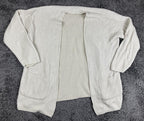 Eileen Fisher Open Front Cardigan Sweater Ivory Organic Cotton Waffle Knit Sz M