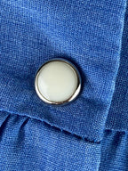 Hedy Lin Casuals Vintage Dress Pearl Snap Button, Blue Chambray Gingham Size L