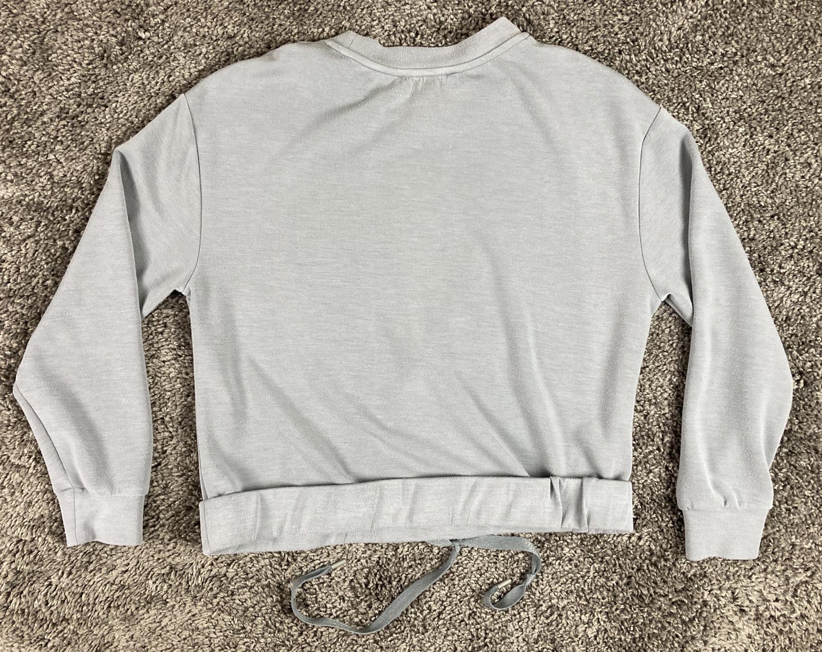 Magaschoni Cropped Sweatshirt Women’s Blue Gray Drawstring Hem Size S