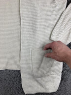 Eileen Fisher Open Front Cardigan Sweater Ivory Organic Cotton Waffle Knit Sz M