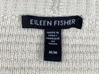 Eileen Fisher Open Front Cardigan Sweater Ivory Organic Cotton Waffle Knit Sz M