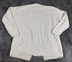 Eileen Fisher Open Front Cardigan Sweater Ivory Organic Cotton Waffle Knit Sz M