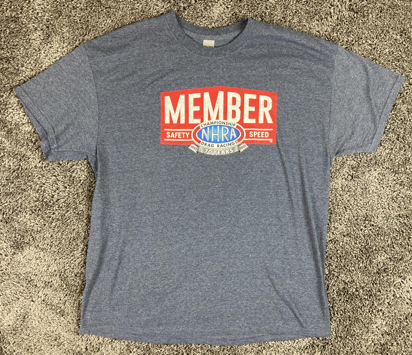 NHRA Drag Racing Member 70 Years Graphic Blue T-Shirt Men’s Size XL