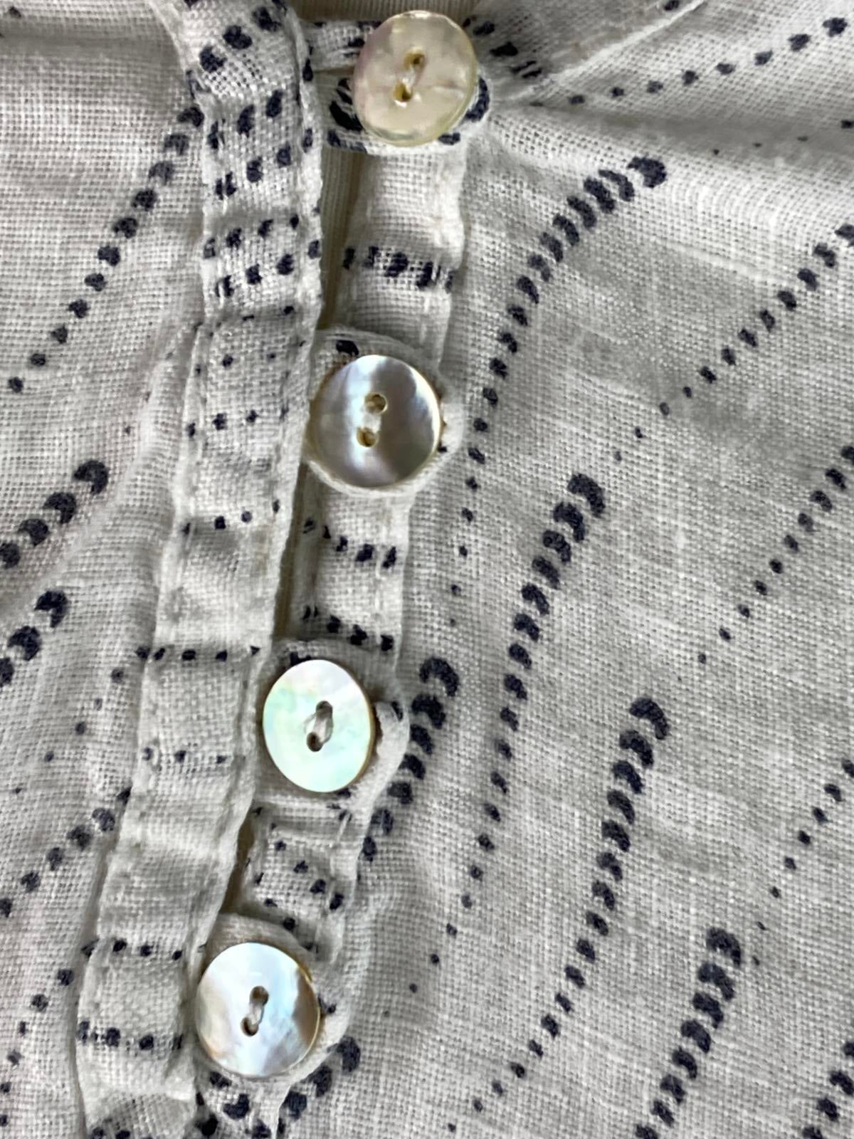 Rosemarine White Blue Print Dress Made in Italy 100% Linen Women’s Sz Small