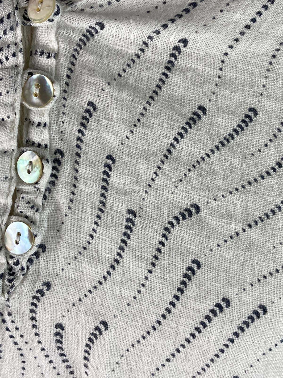 Rosemarine White Blue Print Dress Made in Italy 100% Linen Women’s Sz Small