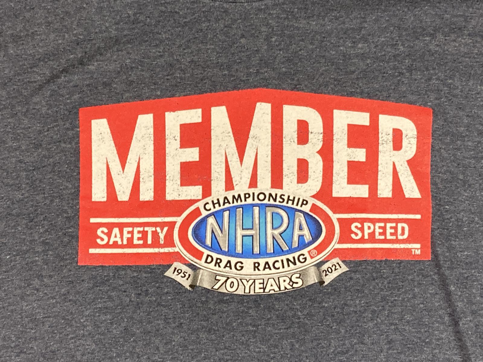 NHRA Drag Racing Member 70 Years Graphic Blue T-Shirt Men’s Size XL