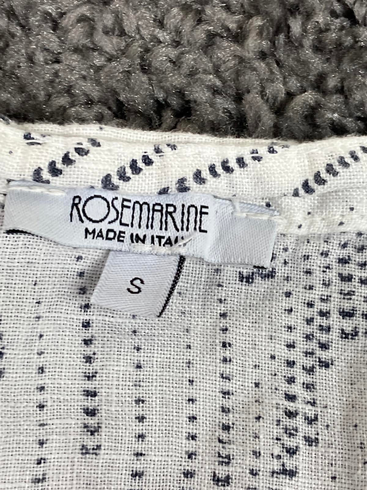 Rosemarine White Blue Print Dress Made in Italy 100% Linen Women’s Sz Small