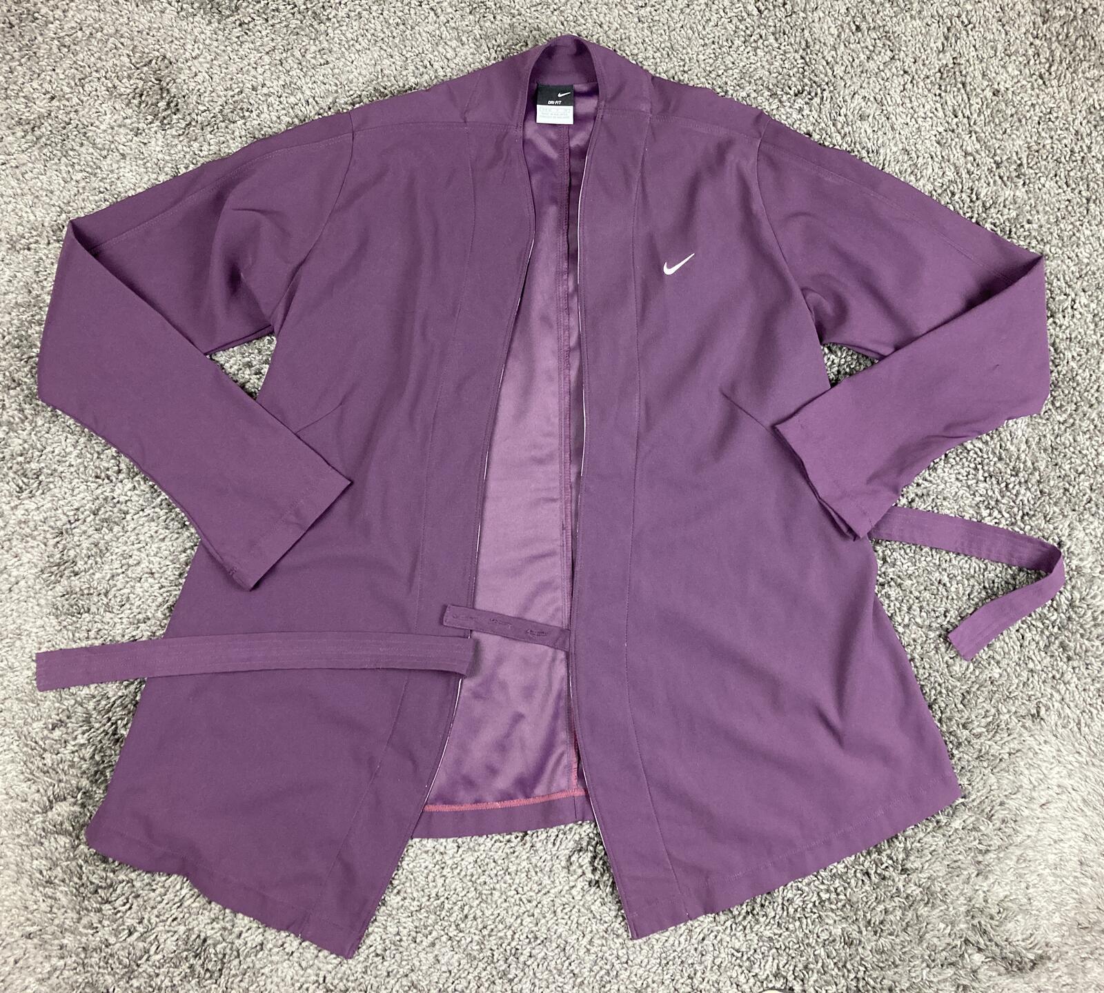 Nike Dri-FIT Womens Purple Kimono Wrap Jacket Cardigan Tie Belt Athletic  Sz S