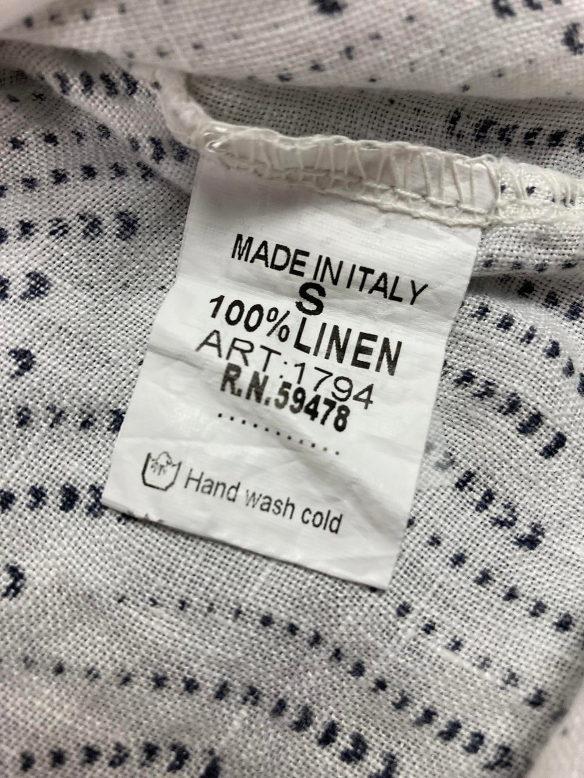 Rosemarine White Blue Print Dress Made in Italy 100% Linen Women’s Sz Small