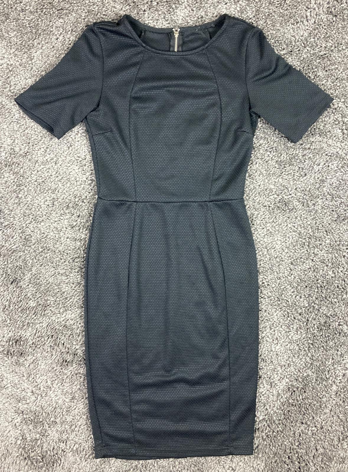 Warehouse Textured Sheath Dress Women’s Black Back Zip Size 6 US